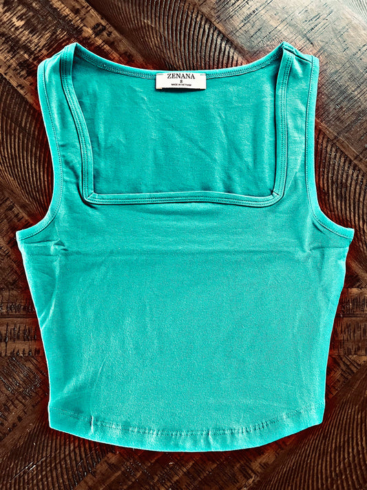 Teal Zenana Crop Tank