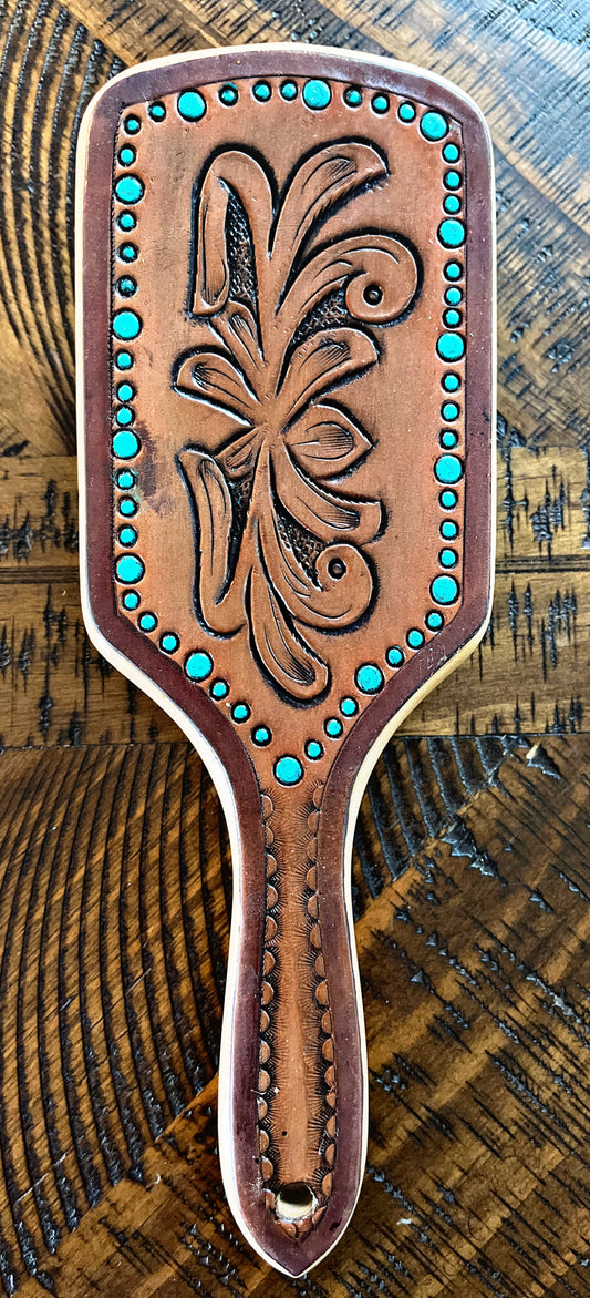 Tooled Paddle Hair Brush