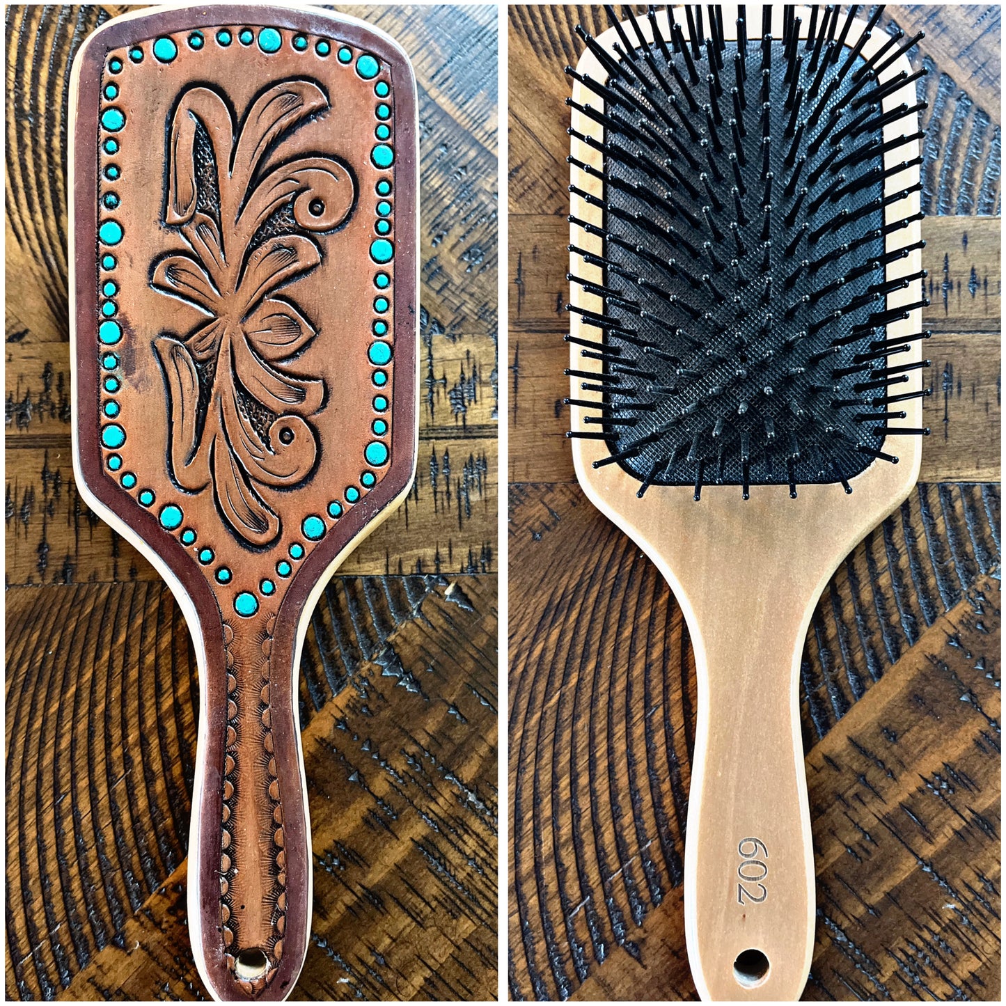 Tooled Paddle Hair Brush