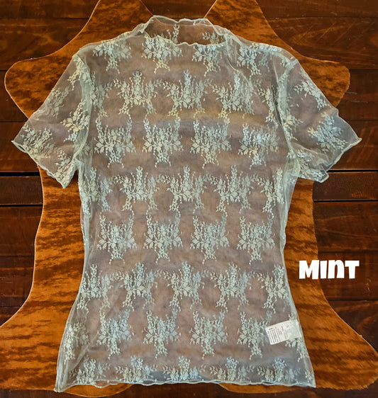 Mint Lace Mock Top