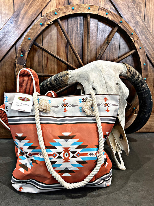 Aztec Canvas Beach Bag (Design #5)