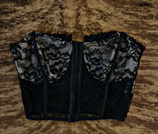 Black Lace Strapless Top