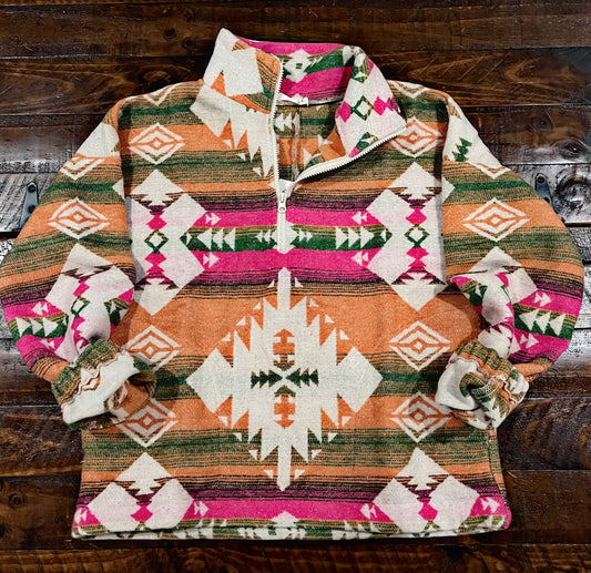 Pink/Orange/Green Aztec Print Pullover