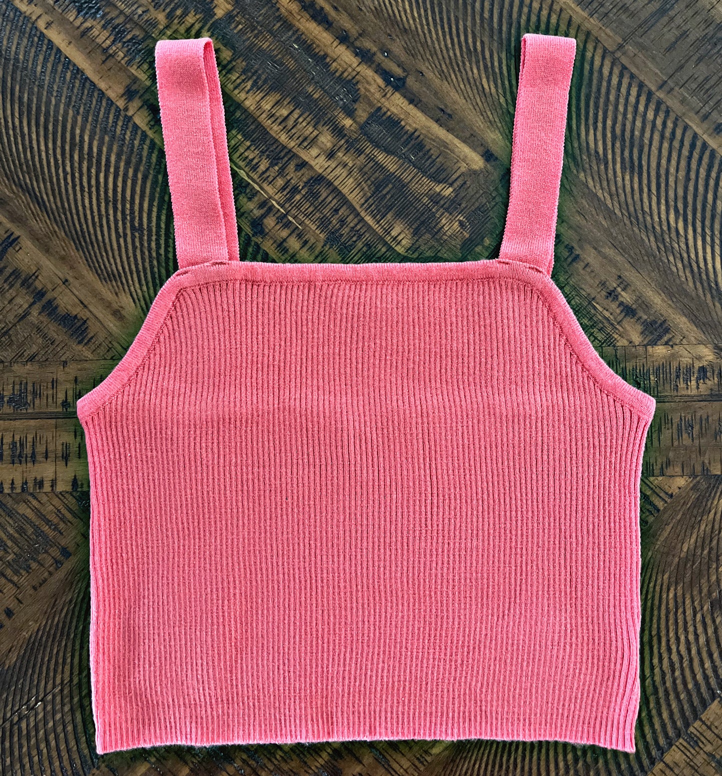 Pink Ribbed Crop Top