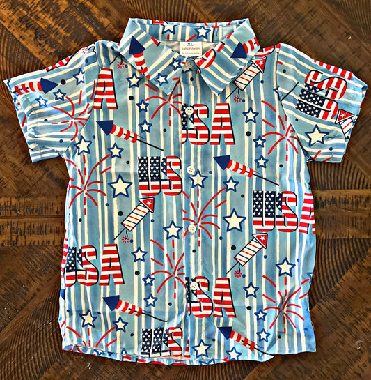 Boys 4th of July Button Up Shirt