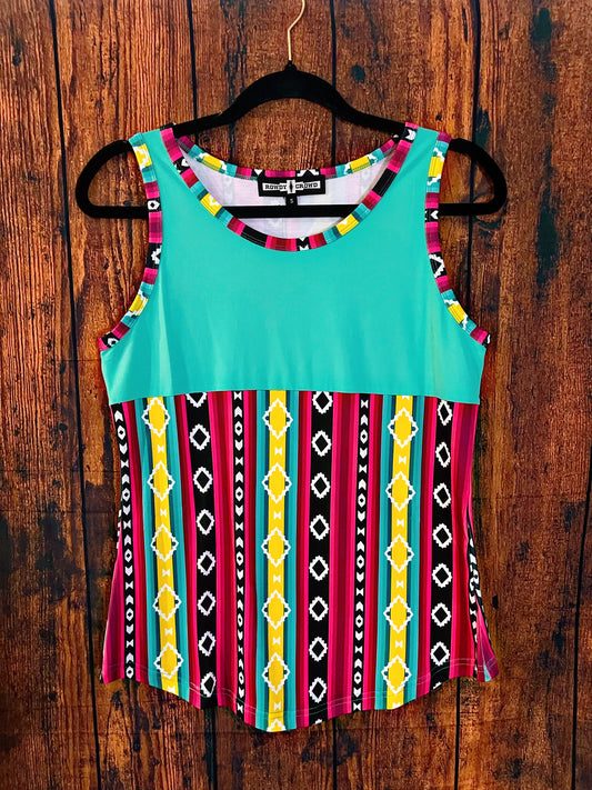 Turquoise/Aztec Tank