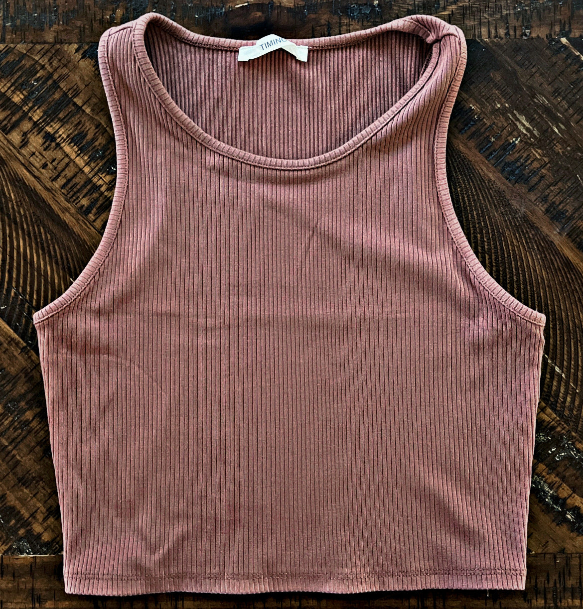 Dark Mauve Ribbed Crop