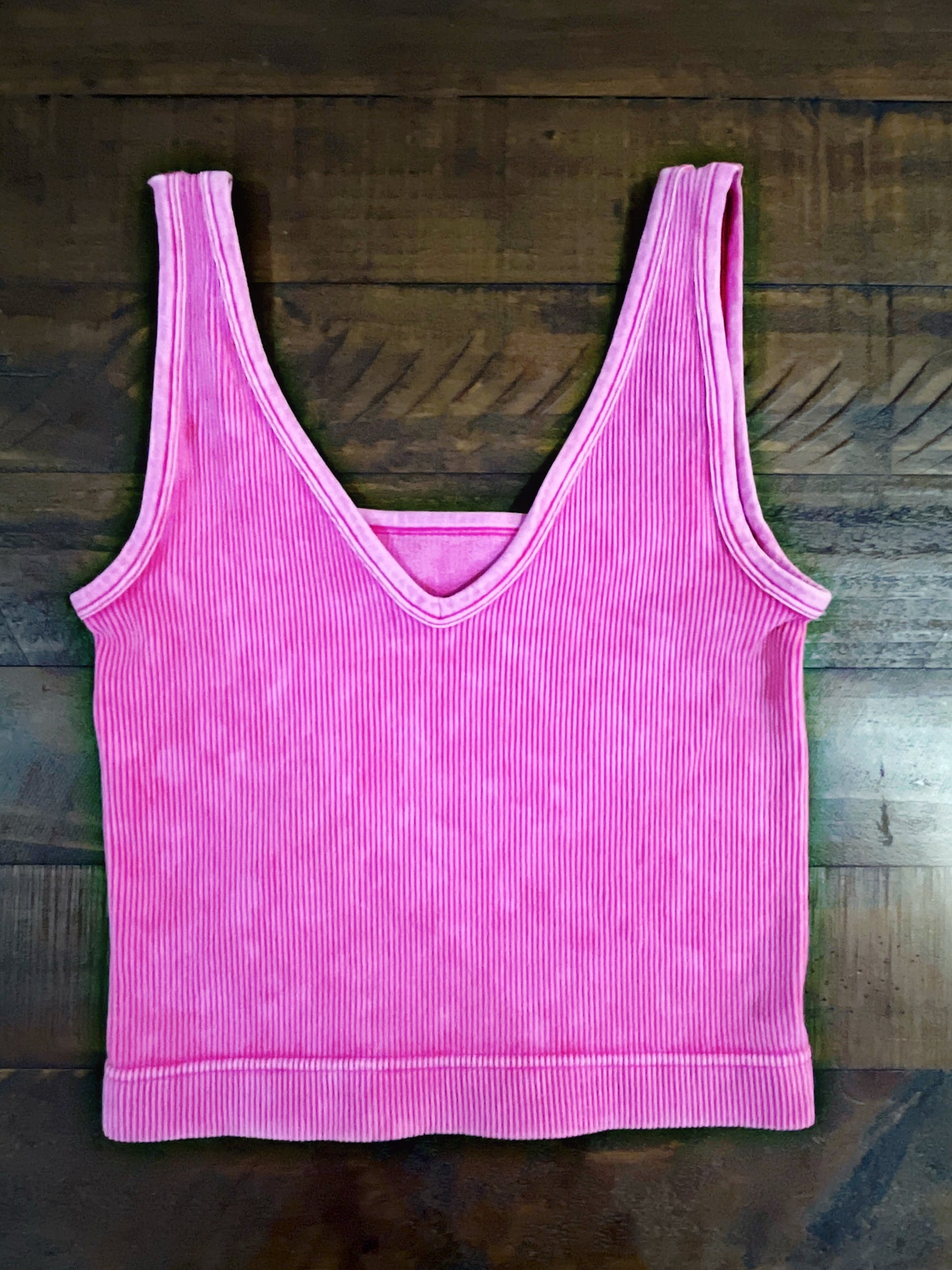 Pink Mineral Wash Ribbed Top