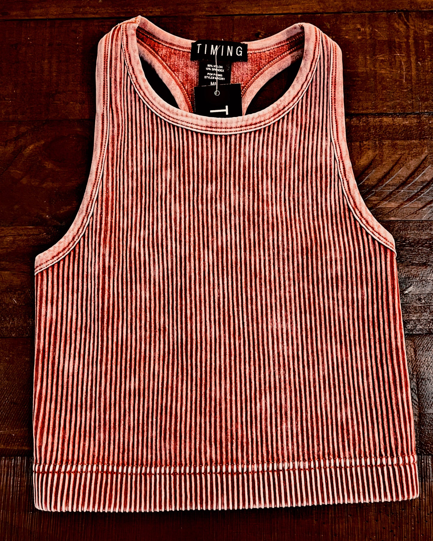 Washed Rose Ribbed Crop