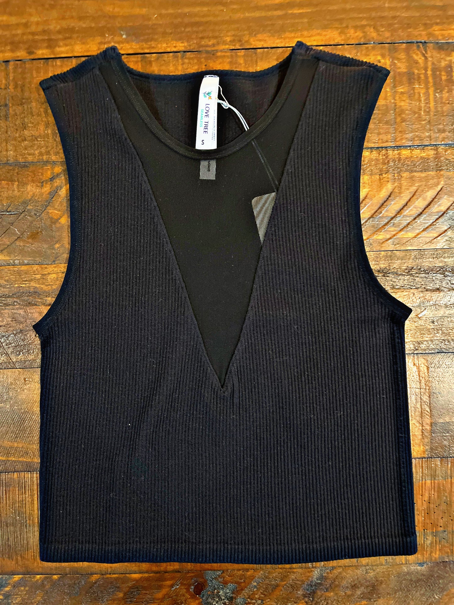Black or Pink V Mesh Crop