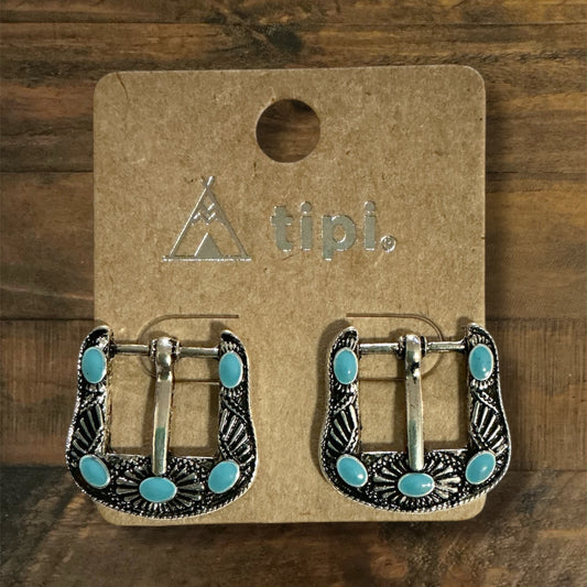 Turquoise Buckle Stud Earrings