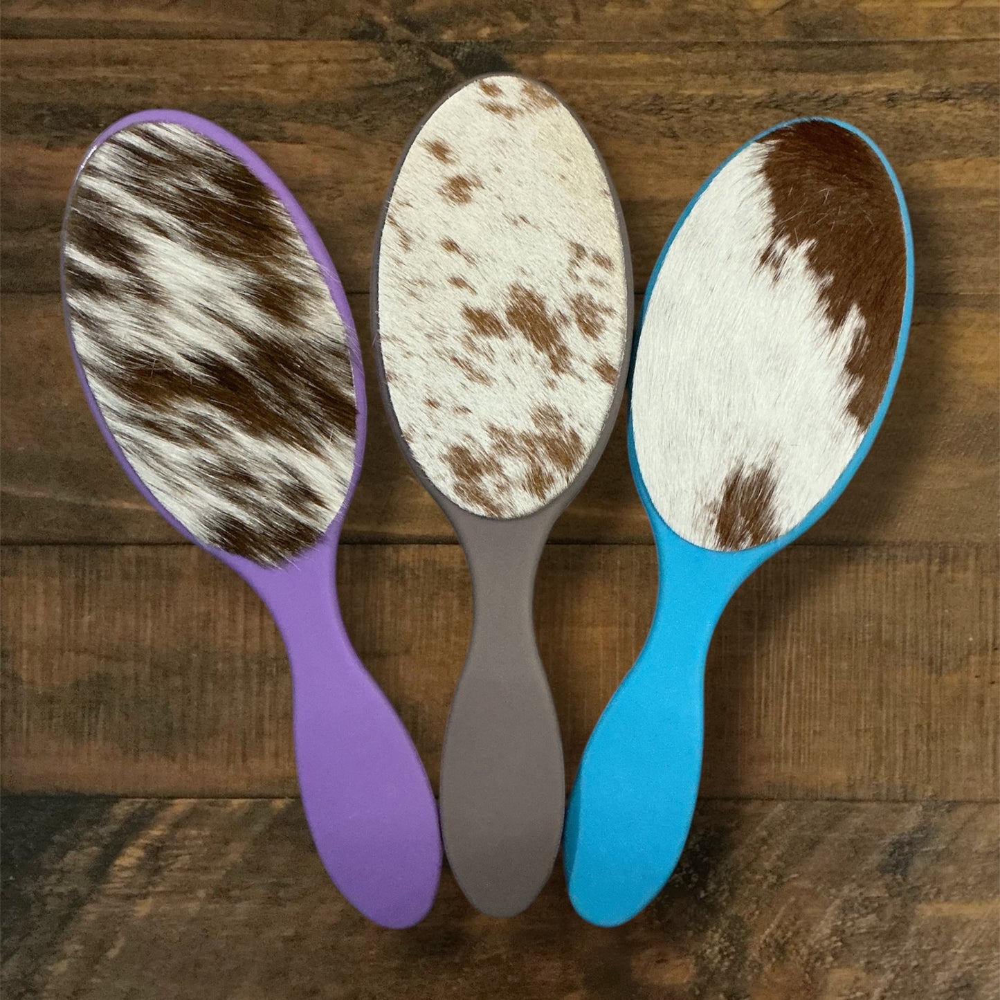 Myra Brand Hairbrushes with Brown Cowhide