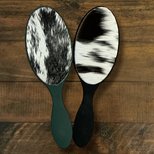 Myra Brand Hairbrushes with Real Black Cowhide