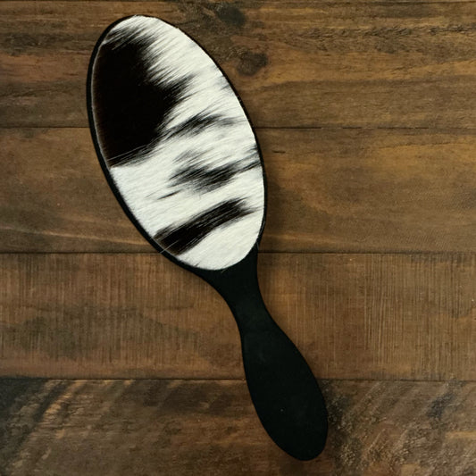 Myra Brand Hairbrushes with Real Black Cowhide