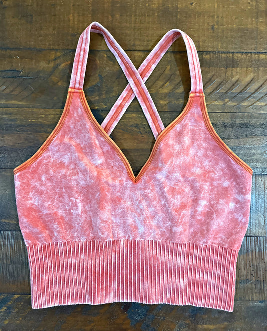 Washed Rust Zenana Criss Cross Bralette