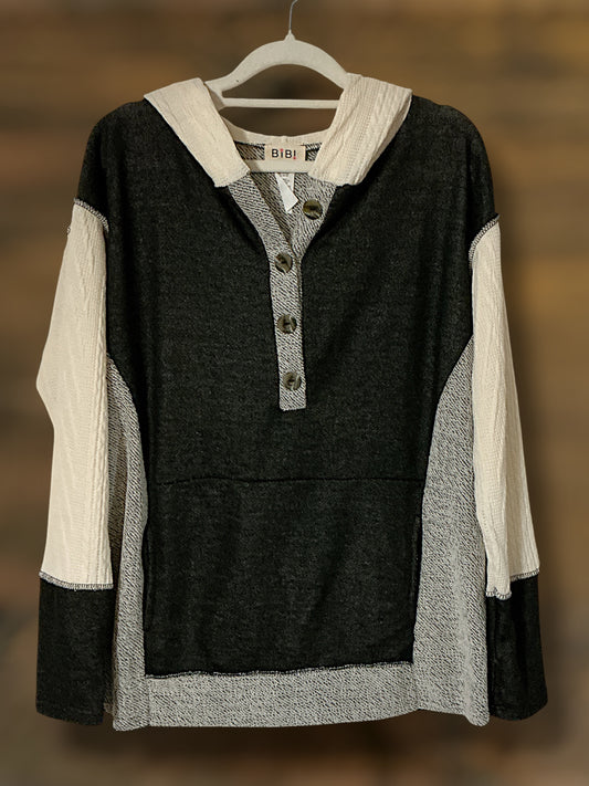 Black/Gray/Cream Hoodie