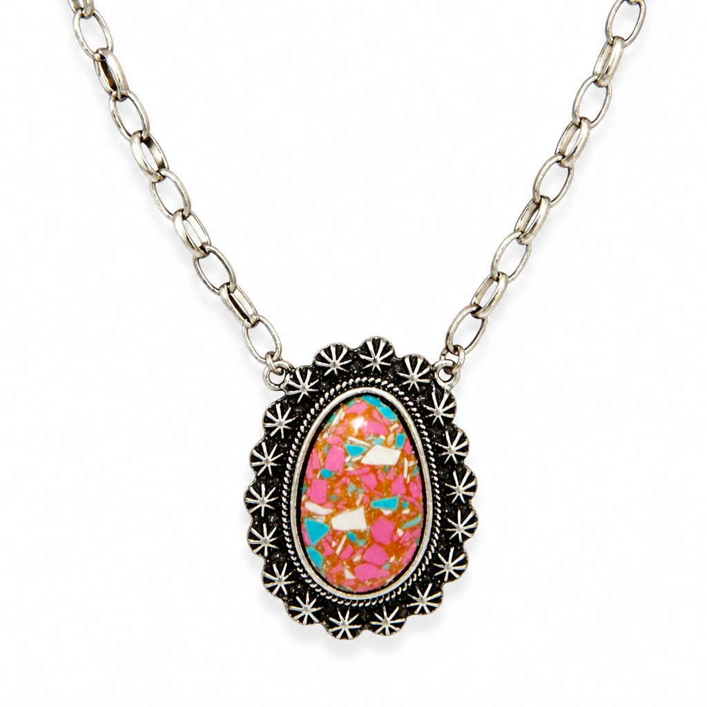 Cotton Candy Oval Necklace