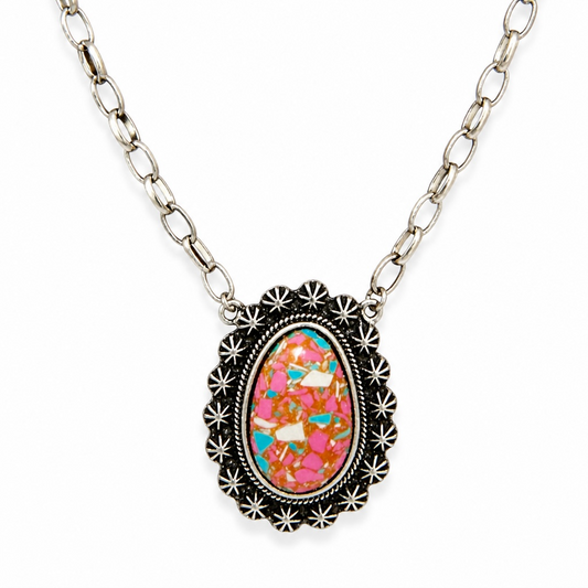 Cotton Candy Oval Necklace