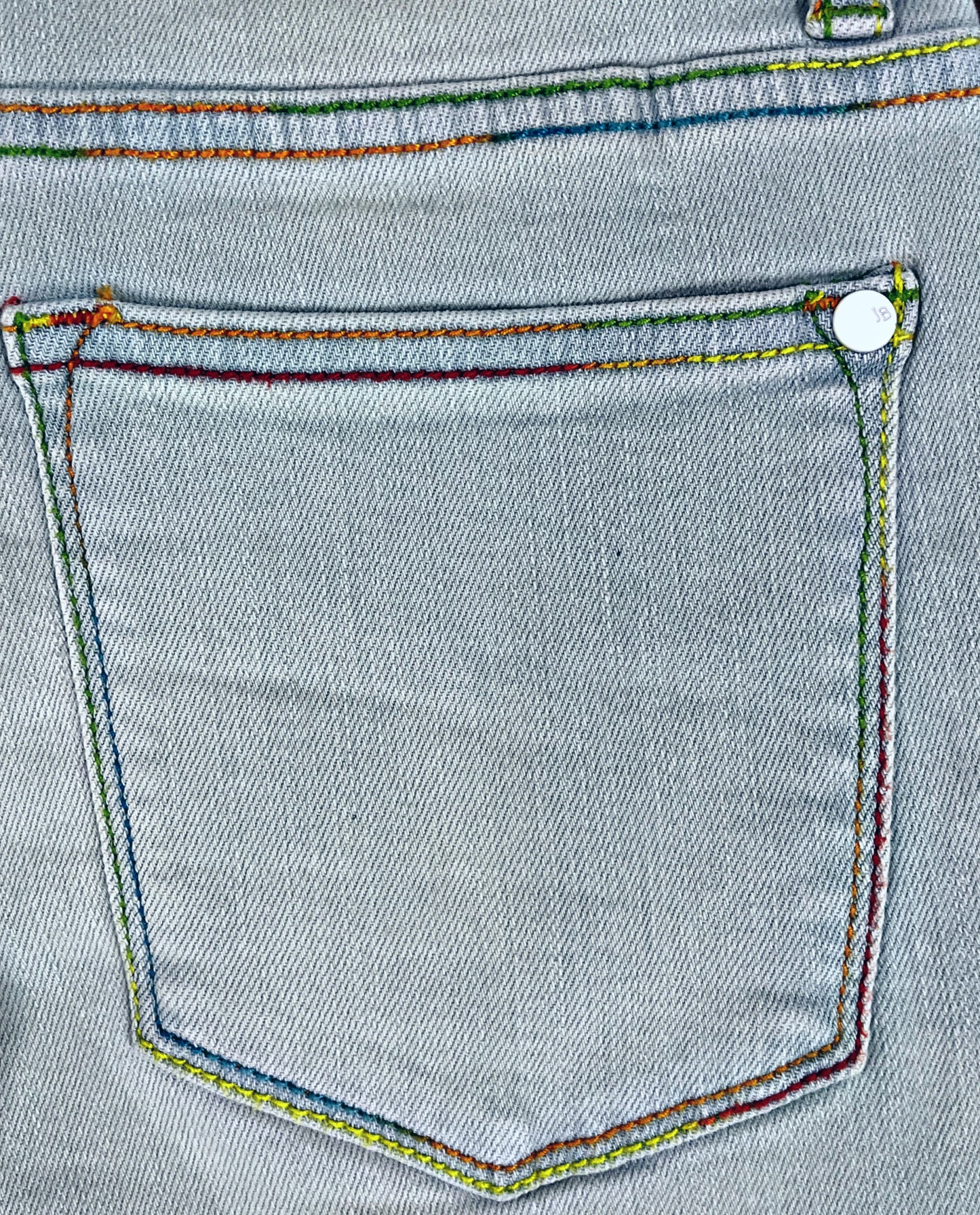 Light Washed with Multi-Colored Stitch Shorts