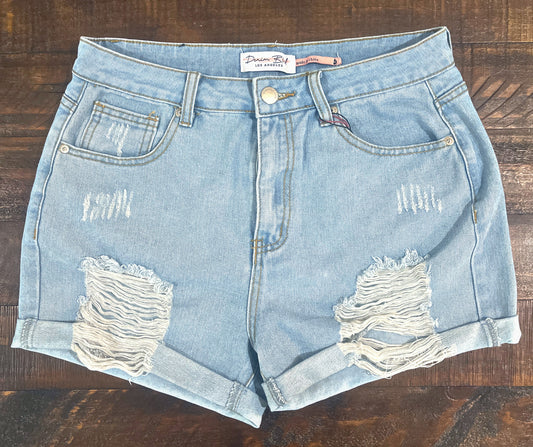 Light Wash Cuffed Shorts