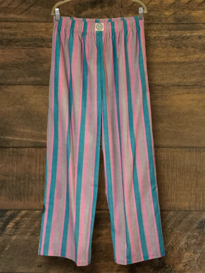 Pink and Teal Striped Boxer Pants