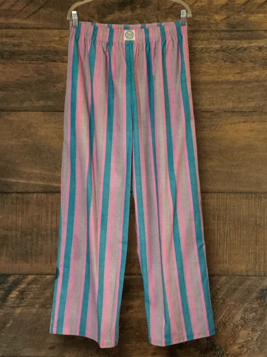 Pink and Teal Striped Boxer Pants