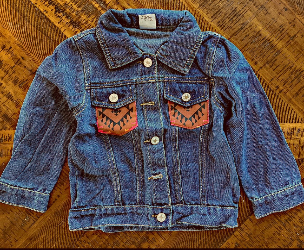Girls Denim Aztec Jacket