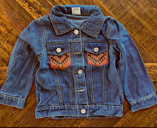 Girls Denim Aztec Jacket
