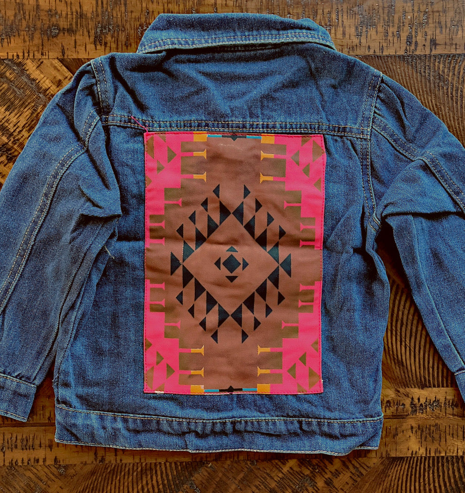 Girls Denim Aztec Jacket