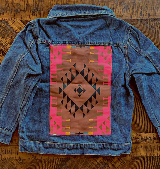 Girls Denim Aztec Jacket