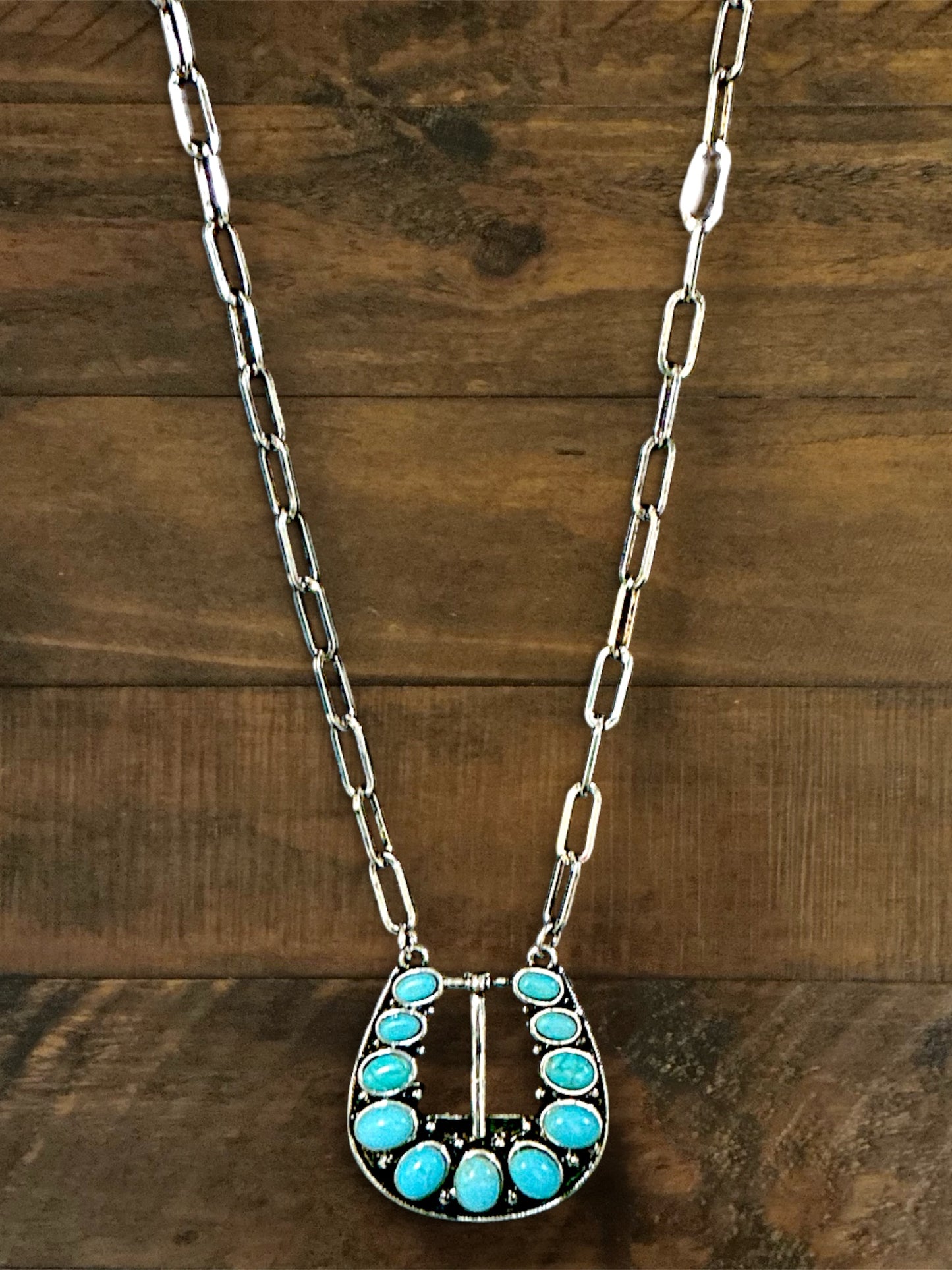 Turquoise Stone Buckle Necklace