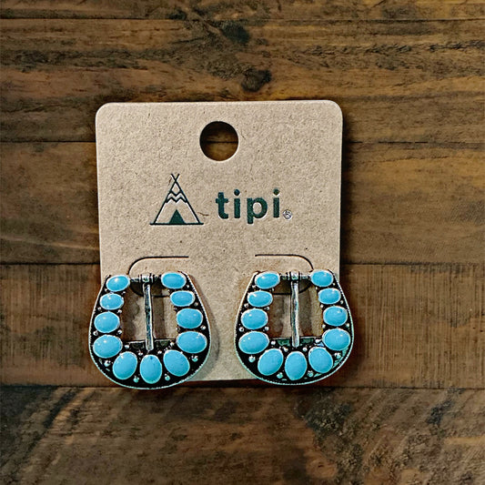 Buckle with Stones Stud Earrings