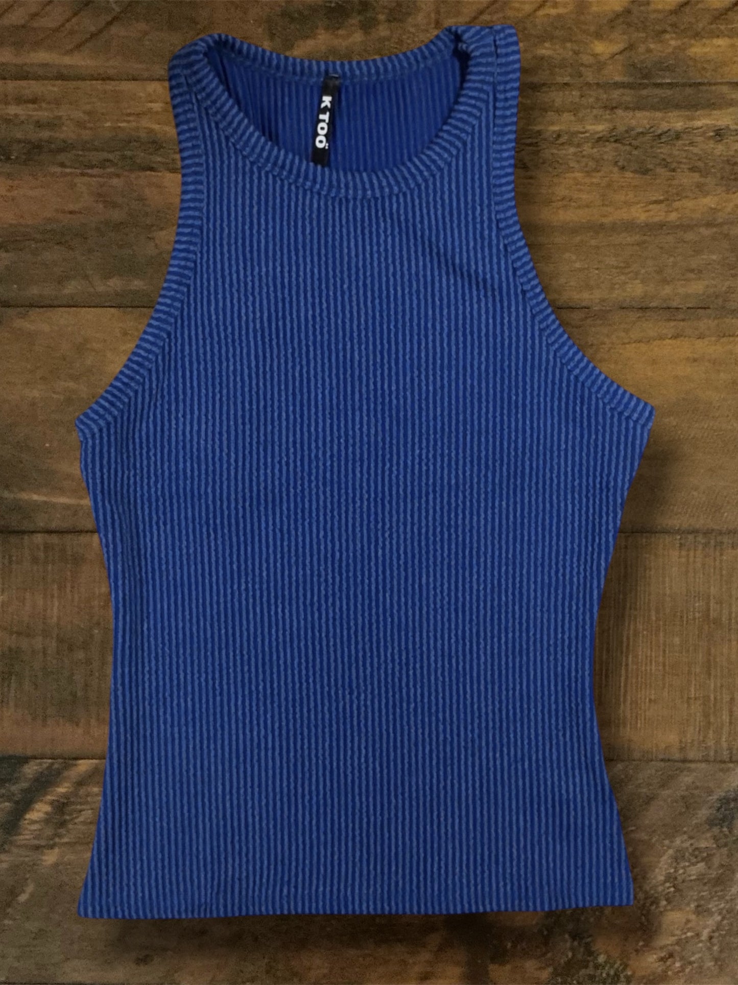 Royal Blue Mineral Washed and Ribbed Tank Top