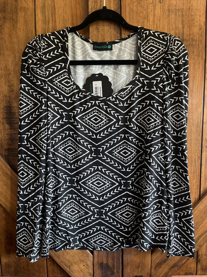 Black Aztec Long Sleeve Top