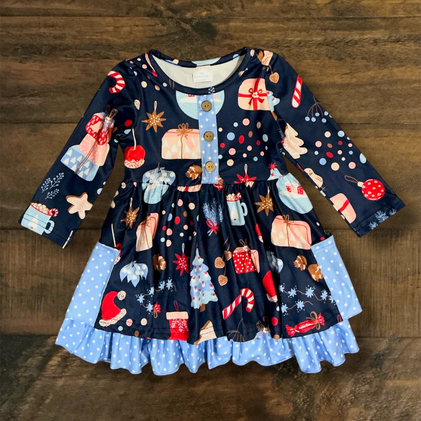 Little Girl’s Navy Christmas Dress