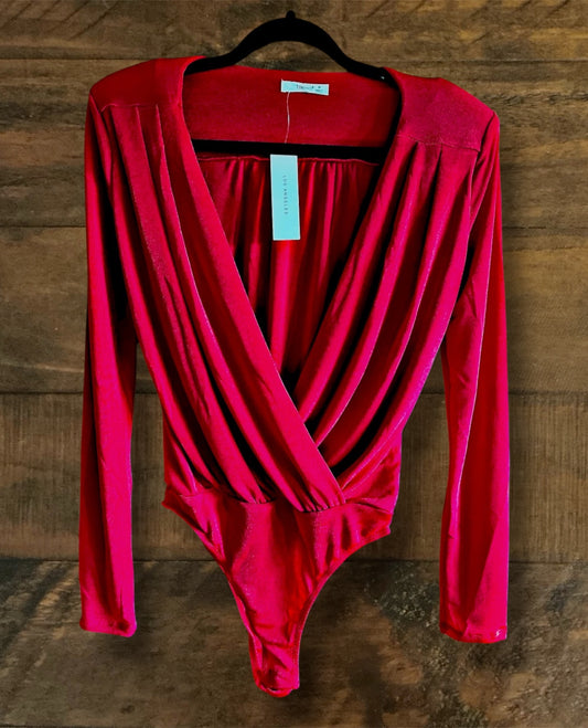 Red Deep V Bodysuit