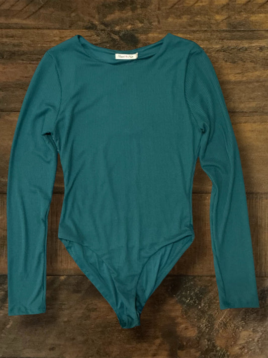 Teal Ribbed Double Layered Bodysuit