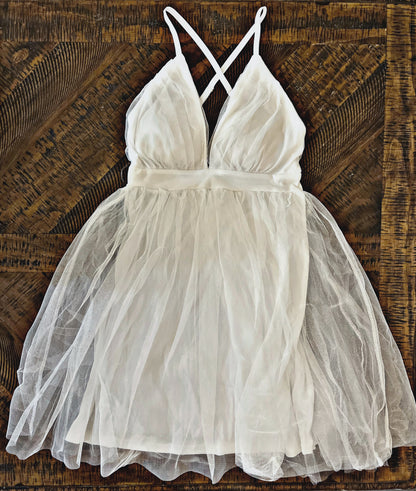 Short White Mesh Dress