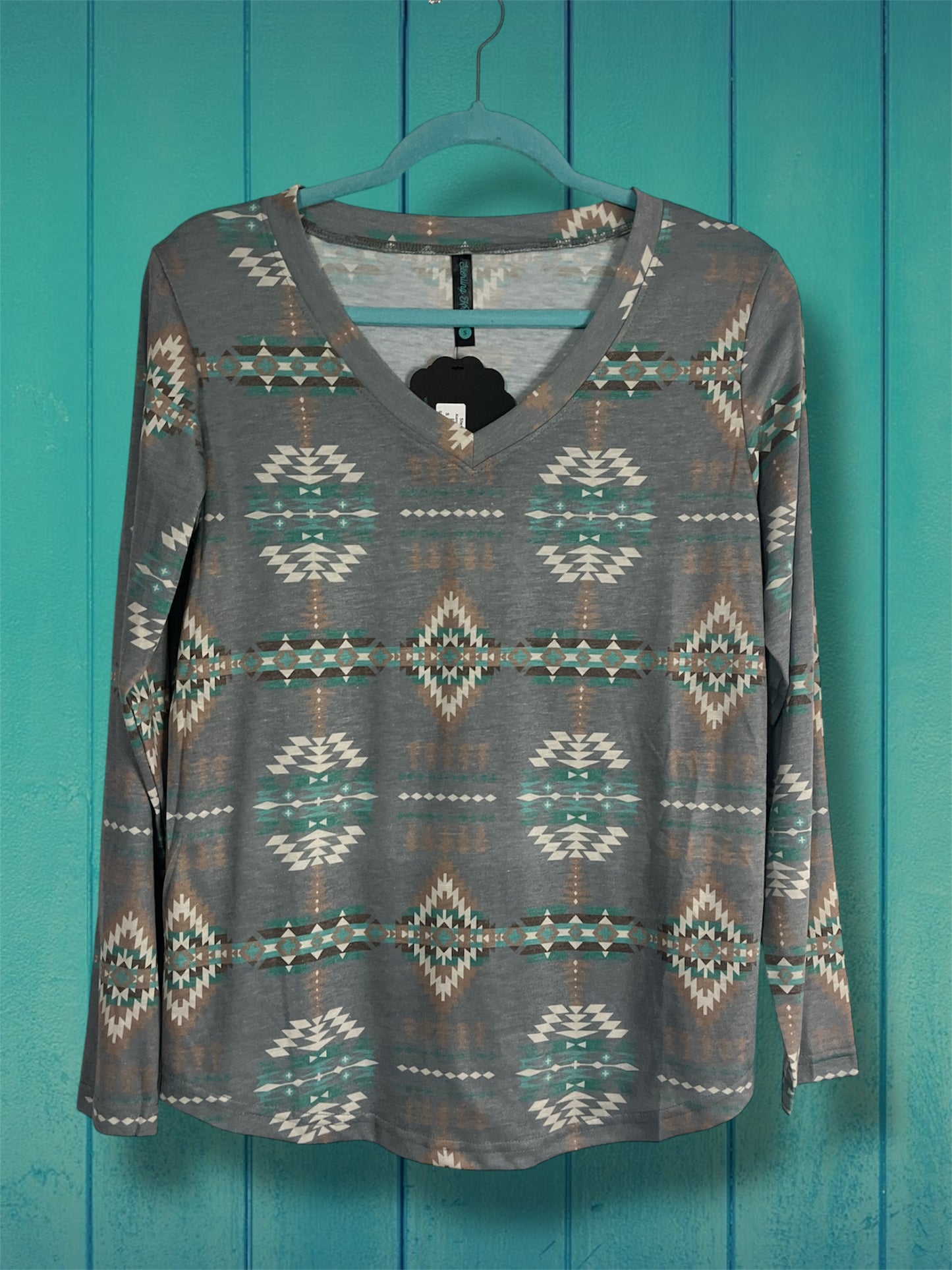 Gray Aztec Print Top