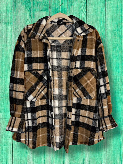 Camel/Black/Beige Flannel Shacket