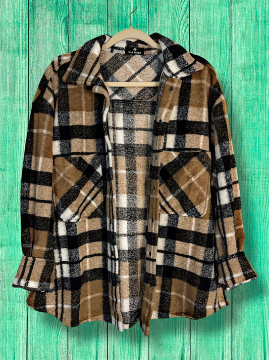 Camel/Black/Beige Flannel Shacket