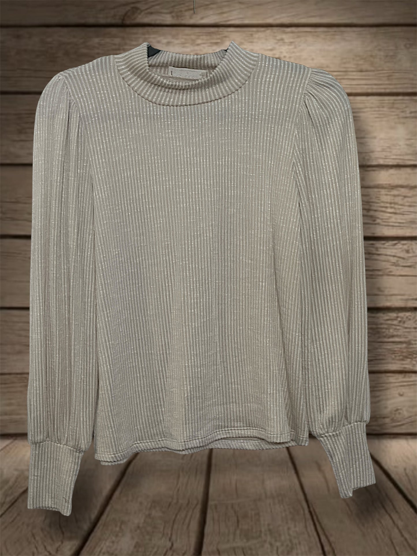 Beige Ribbed L/S Top