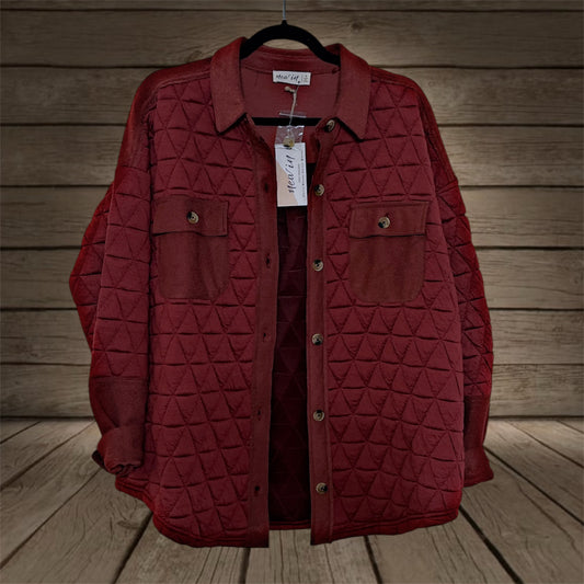 Burgundy Quilted Shacket
