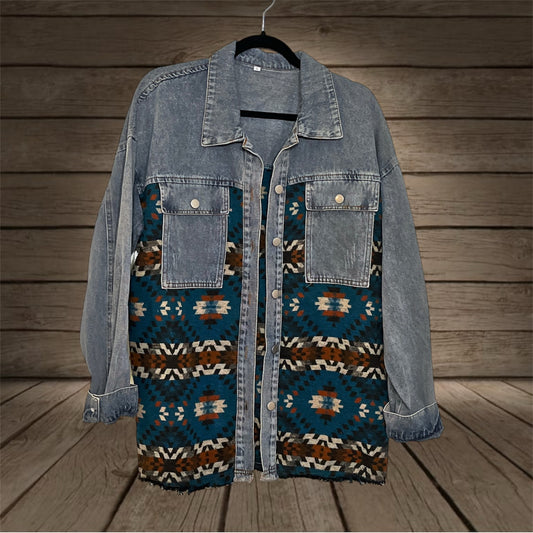 Denim/Teal Aztec Shacket