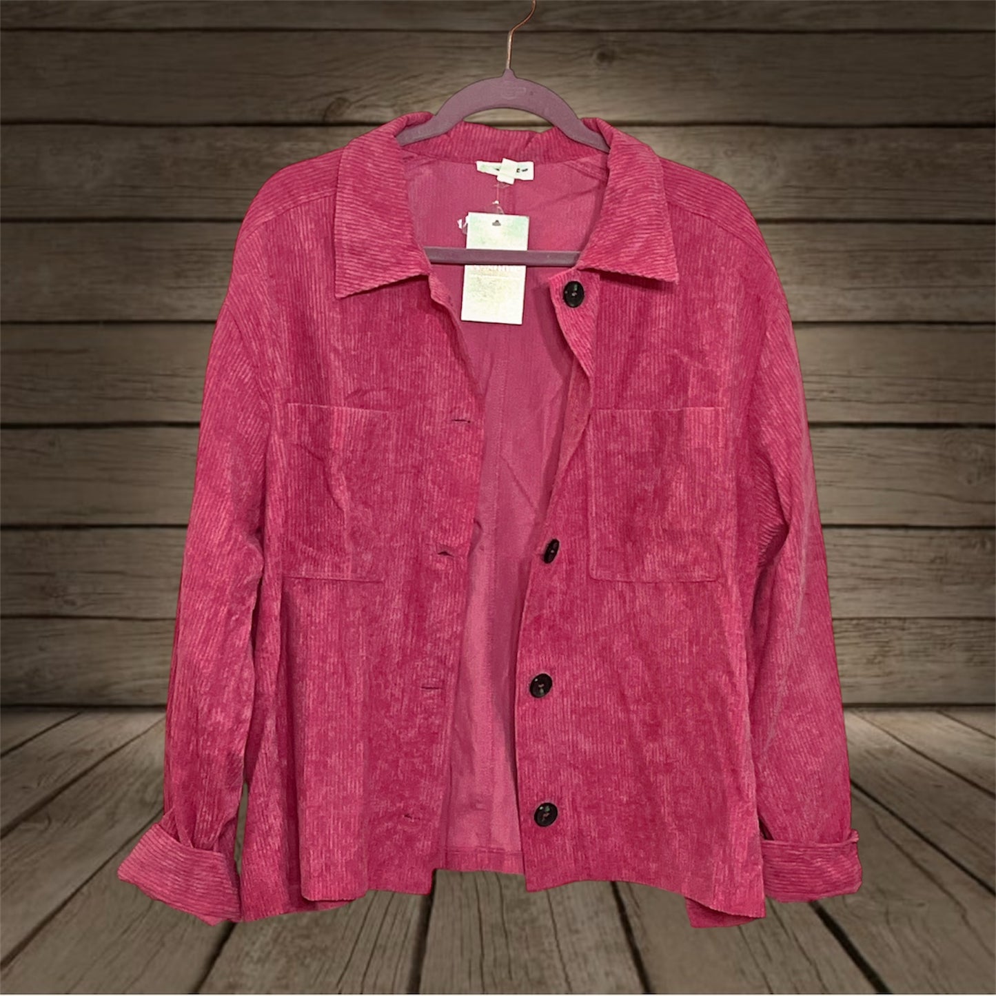 Hot Pink Corduroy Crop Shacket