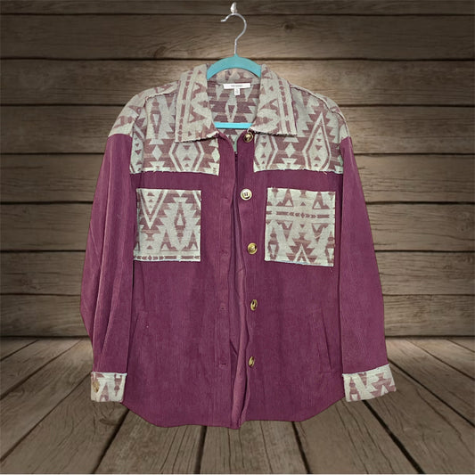 Purple Aztec Corduroy Shacket