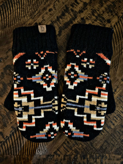 Aztec Mitten with Ribbed Cuff