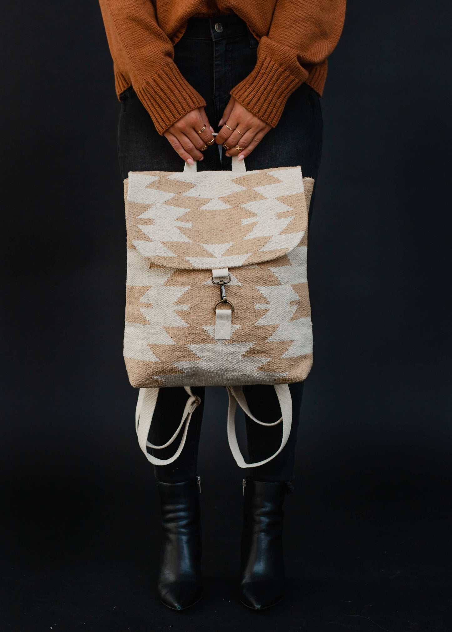 “Arizona” - Tan & Cream Aztec Backpack