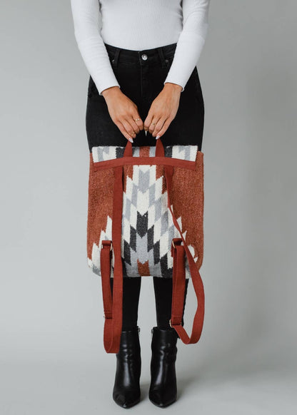 “Kentucky” - Rust, Cream & Gray Aztec Backpack