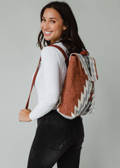 “Kentucky” - Rust, Cream & Gray Aztec Backpack